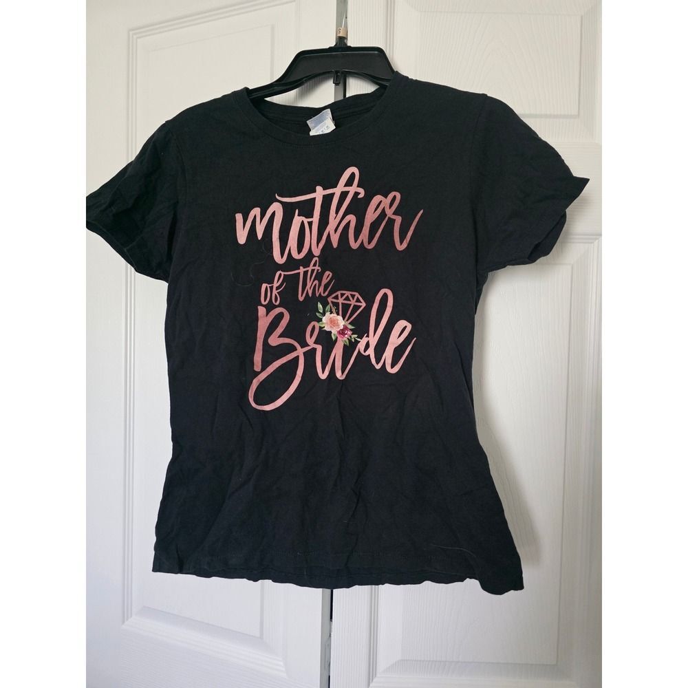 Port & Company T-Shirt Womens Medium Black Excellent Mother of the Bride Graphic